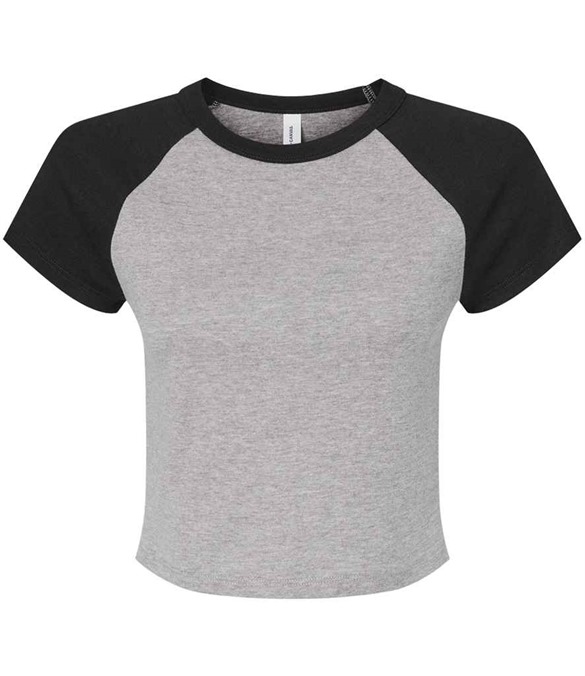 Bella Ladies Micro Rib Raglan Baby T-Shirt – Athletic Heather/Black
