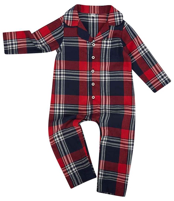 Larkwood Baby/Toddler Tartan All In One – Red/Navy