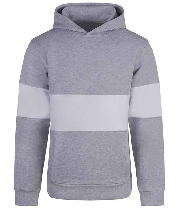 Front Row Heavyweight Panelled Hoodie – Heather Grey/White