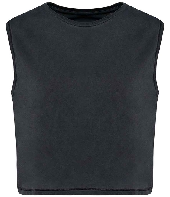 Native Spirit Ladies Cropped Tank Top – Washed Coal Grey