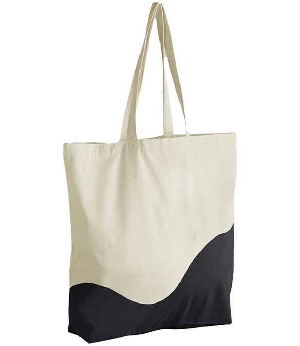 Westford Mill Organic Cotton Wave Print Maxi Tote Bag – Natural/Black