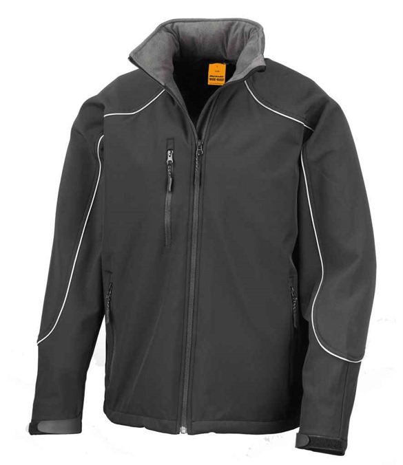Result Work-Guard Hooded Soft Shell Jacket – Black/Black