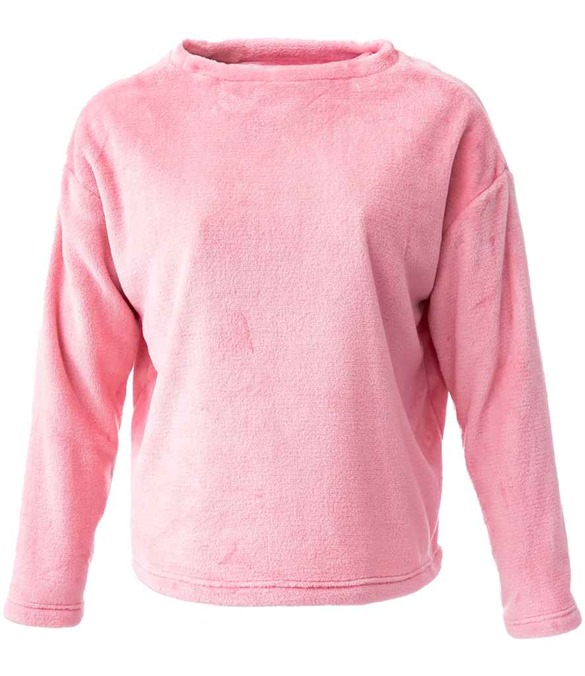 Brand Lab Ladies Plush Fleece Crew Neck Sweatshirt – Blush Pink