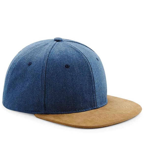 Beechfield Suede Peak Snapback Cap – Denim Blue