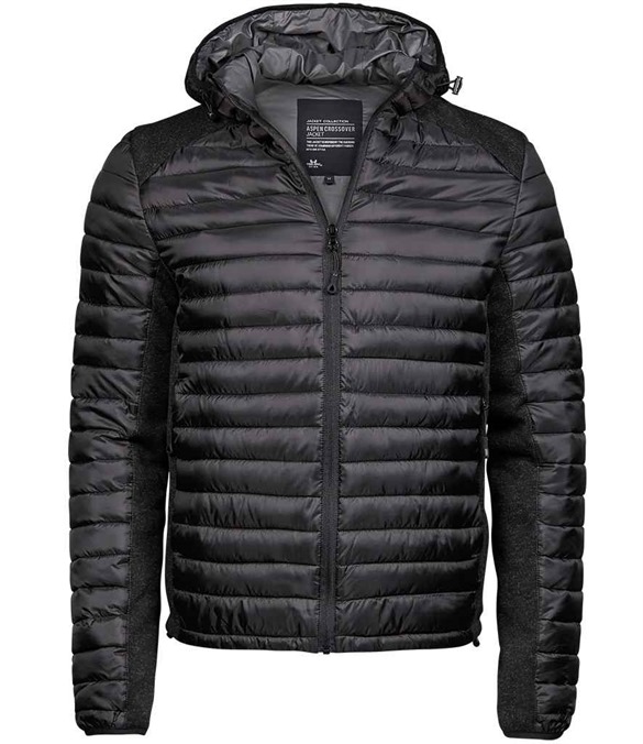 Tee Jays Crossover Hooded Padded Outdoor Jacket – Black/Black Melange