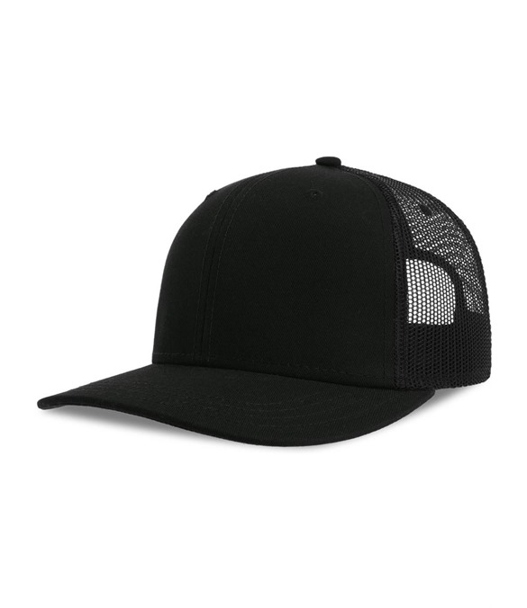 Atlantis Sonic S 6 Panel Structured Mid Profile Mid Visor Contrast Organic Trucker Cap – Black/Black