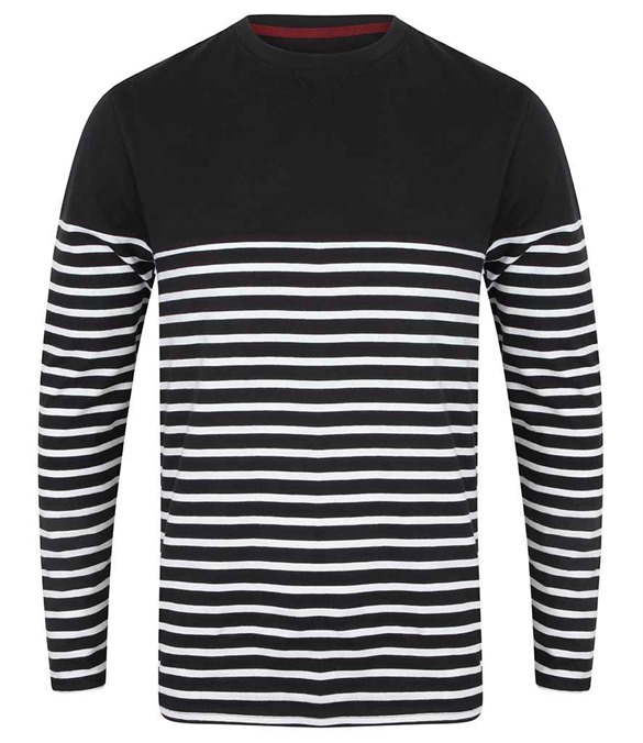 Front Row Unisex Long Sleeve Breton Striped T-Shirt – Navy/White