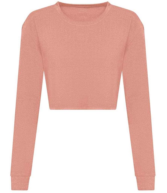AWDis Ladies Long Sleeve Cropped T-Shirt – Dusty Pink