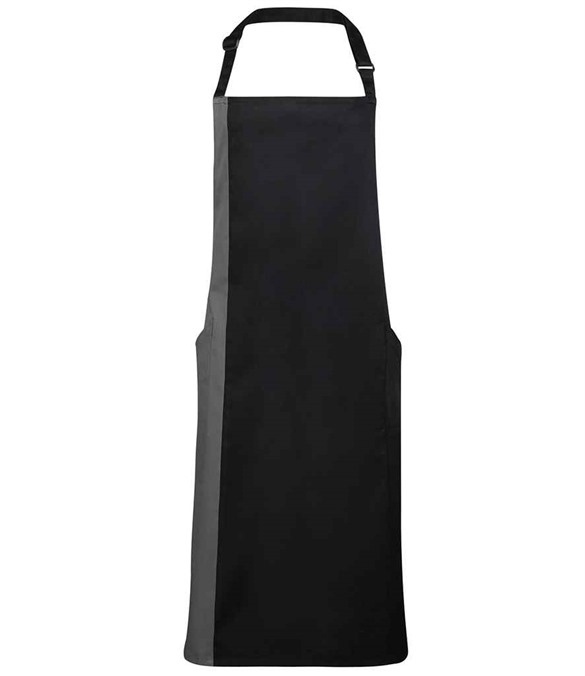 Premier Contrast Bib Apron – Black/Dark Grey
