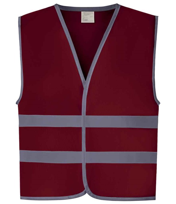 Yoko Kids Hi-Vis Two Band Waistcoat – Maroon