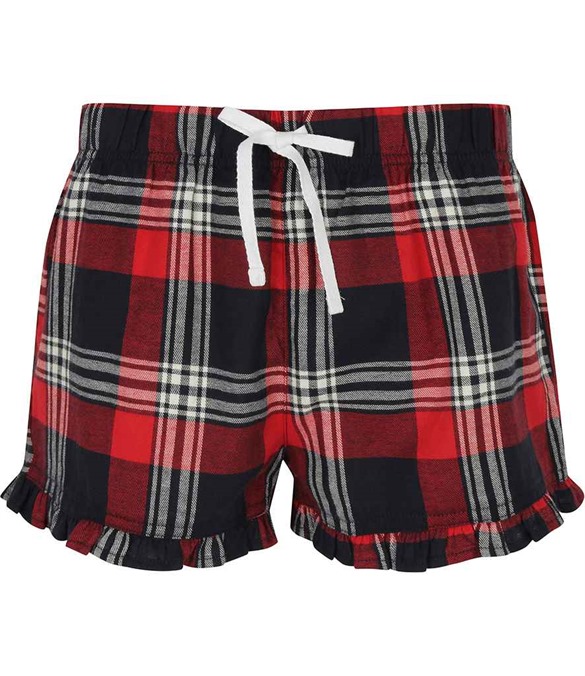 SF Clothing Ladies Tartan Frill Lounge Shorts – Red/Navy