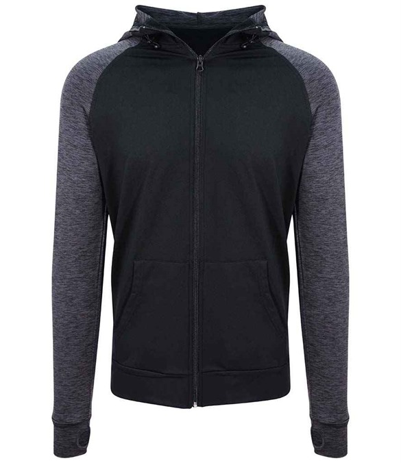 AWDis Cool Contrast Zoodie – Black/Black Slate Melange
