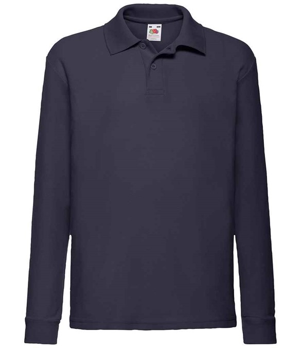 Fruit of the Loom Kids Long Sleeve Poly/Cotton Pique Polo Shirt – Deep Navy