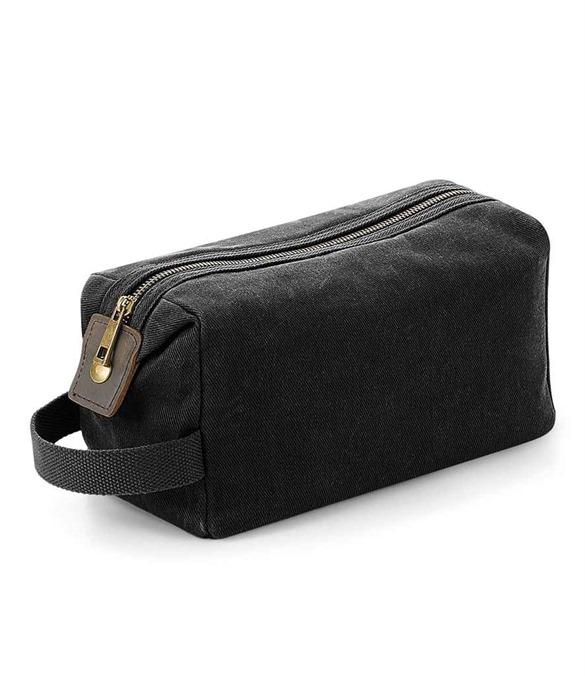 Quadra Heritage Waxed Canvas Wash Bag – Black