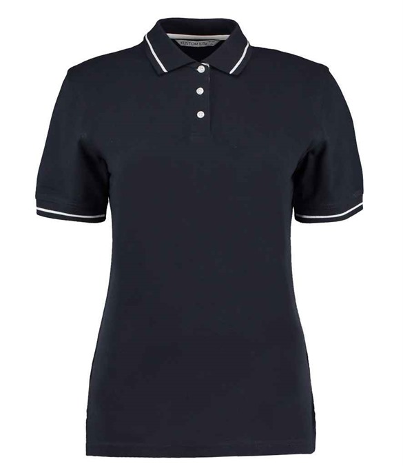 Kustom Kit Ladies St Mellion Tipped Cotton Pique Polo Shirt – Navy/White