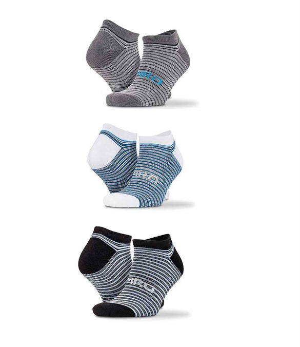 Spiro 3 Pack Mixed Stripe Sneaker Socks – Mixed