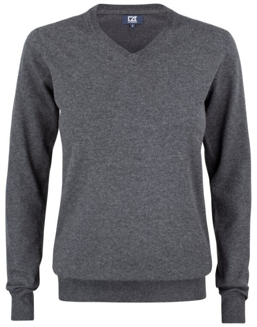 Ladies Oakville V-Neck Sweater – Anthracite Melange