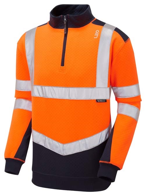 TAPELEY Leo EcoViz Dual Colour 1/4 Zip Sweatshirt – HV ORANGE/NAVY