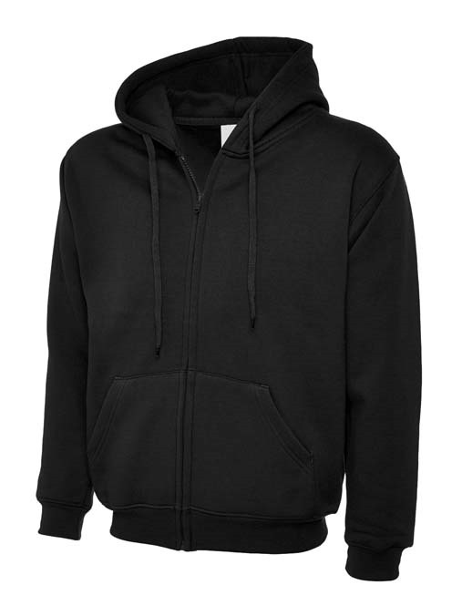 Adults Classic Full Zip Hooded Sweatshirt – Black