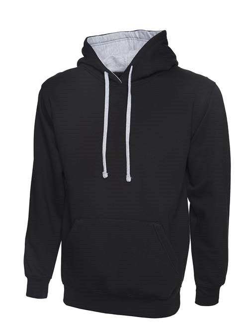 Contrast Hooded Sweatshirt – Black/Heather Grey