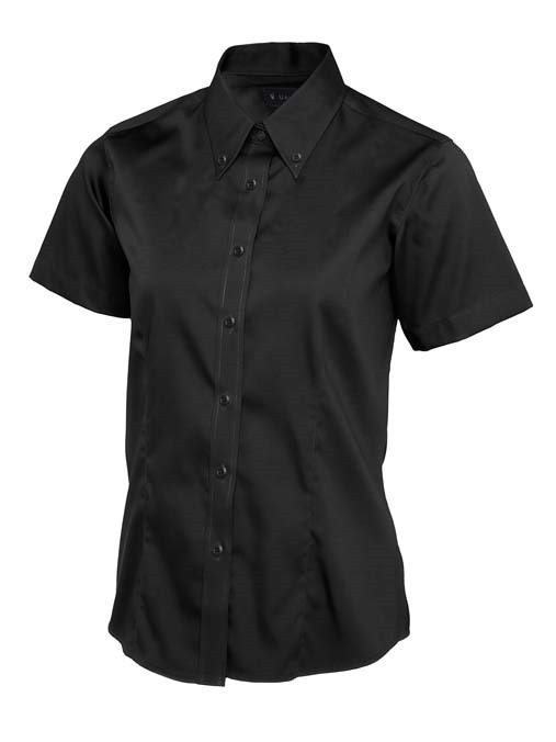 Ladies Pinpoint Oxford Half Sleeve Shirt – Black