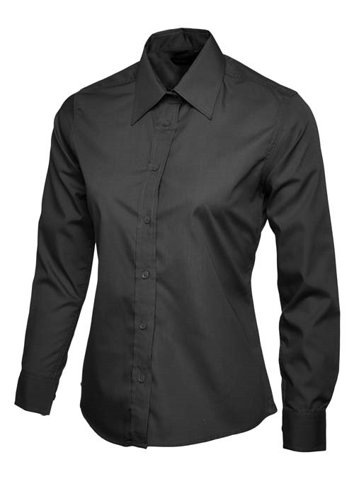 Ladies Poplin Full Sleeve Shirt – Black