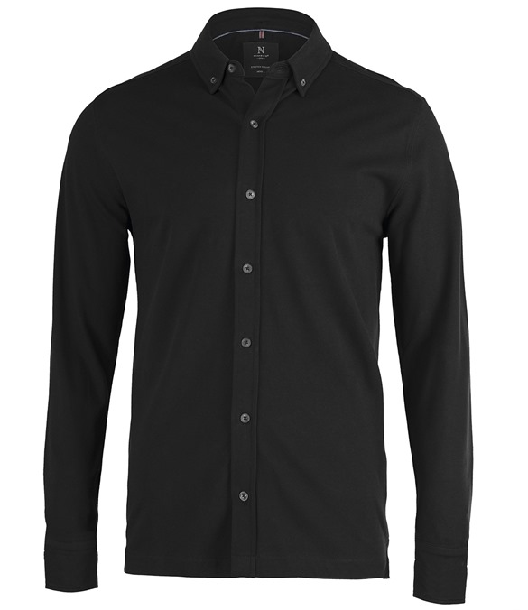Kingston – stretch deluxe pique shirt – Black