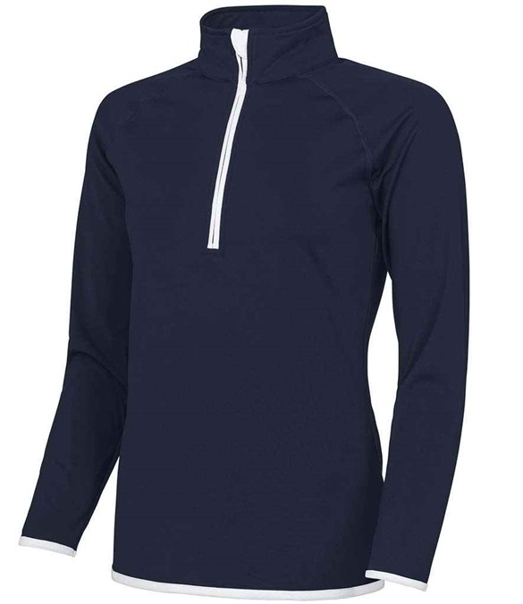 AWDis Ladies Cool Half Zip Sweat Top – French Navy/Arctic White