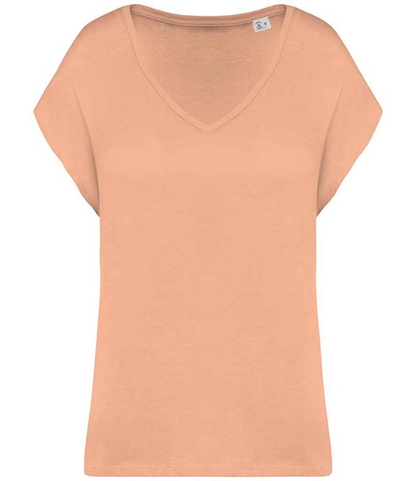 Native Spirit Ladies Oversized V Neck T-Shirt – Apricot