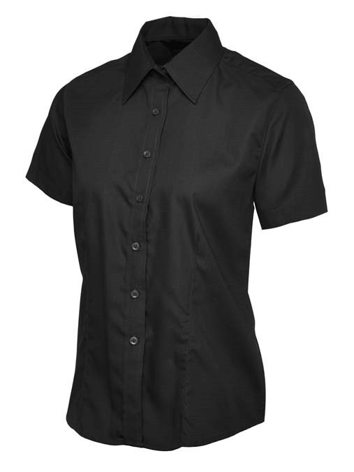 Ladies Poplin Half Sleeve Shirt – Black