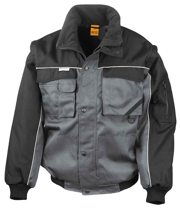 Result Work-Guard Zip Sleeve Heavy Duty Jacket – Grey/Black