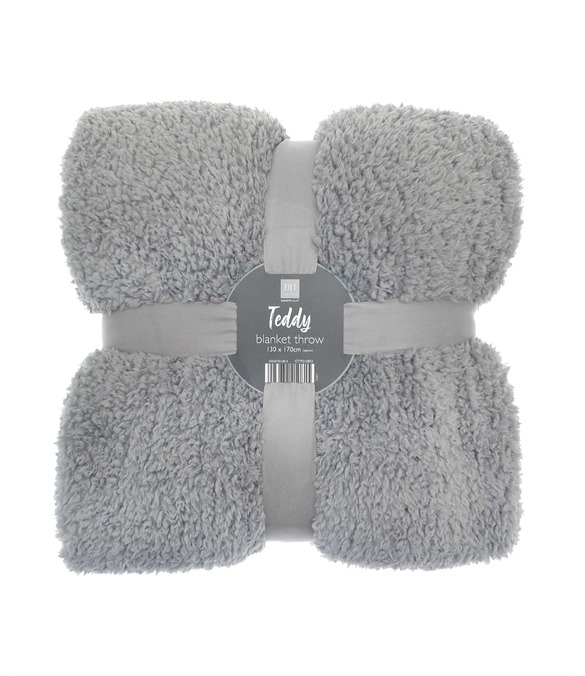 The Ribbon teddy bear fabric throw – Grey