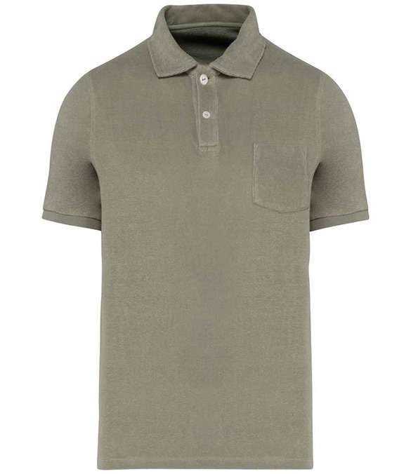 Native Spirit Terry Towel Polo Shirt – Almond Green