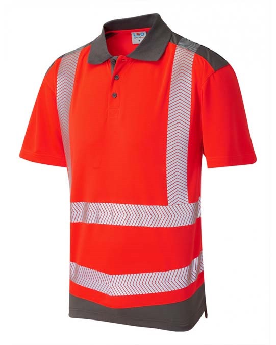 PEPPERCOMBE Leo EcoViz Performance+ Dual Colour Polo Shirt – HV RED/GREY