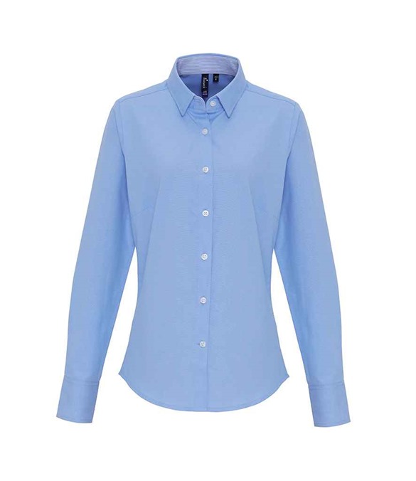 Premier Ladies Long Sleeve Striped Oxford Shirt – Oxford Blue