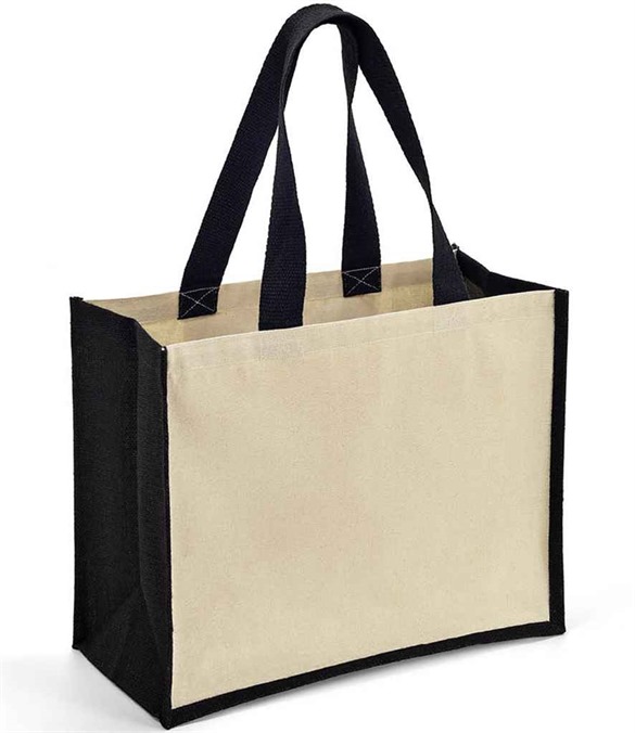 Brand Lab Jute and Canvas Shopper – Natural/Black