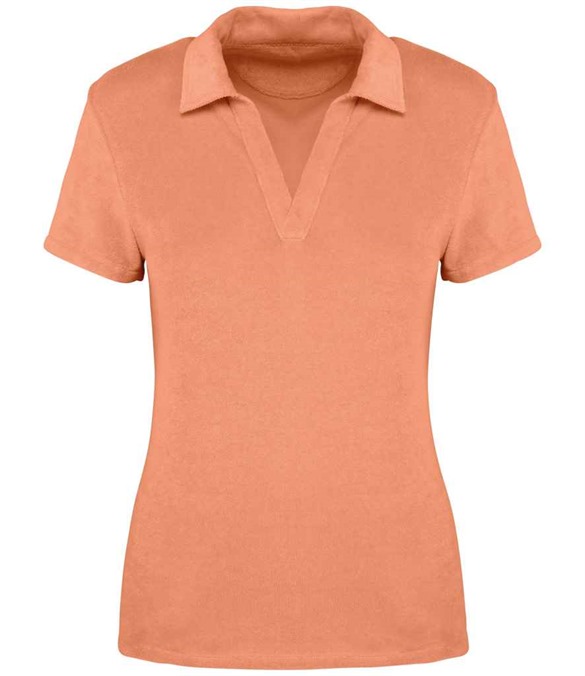 Native Spirit Ladies Terry Towel Polo Shirt – Apricot