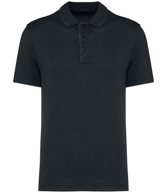 Native Spirit Washed Jersey Polo Shirt – Washed Coal Grey