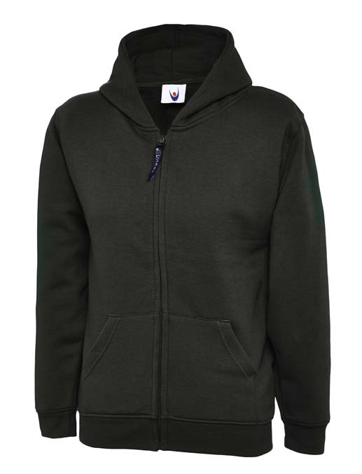 Childrens Classic Full Zip Hooded Sweatshirt – Black